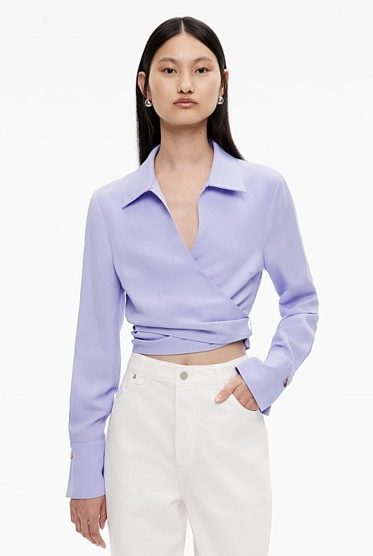 Long Sleeve Tie Crop Shirt