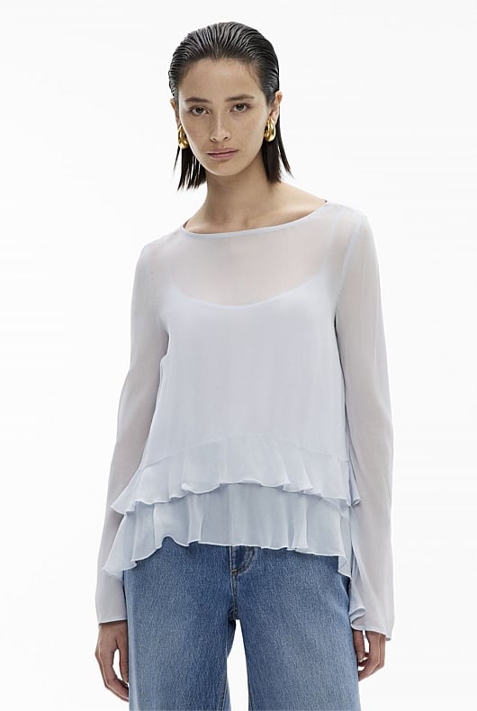 Long Sleeve Ruffle Hem Shirt