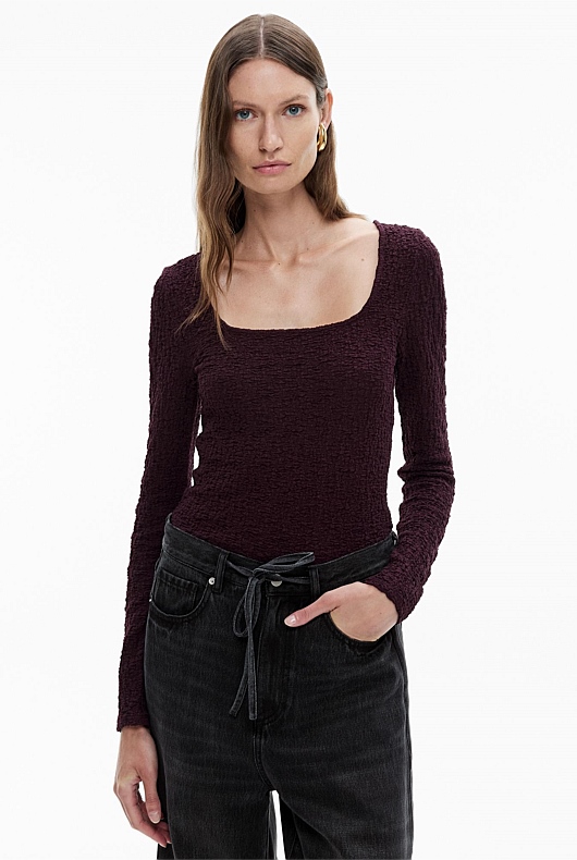 Textured Long Sleeve Top