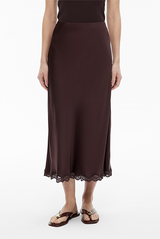 Lace Trim Maxi Skirt