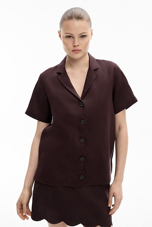 Scalloped Linen Shirt