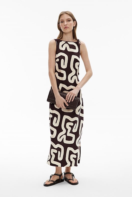 Tie Shoulder Midi Dress