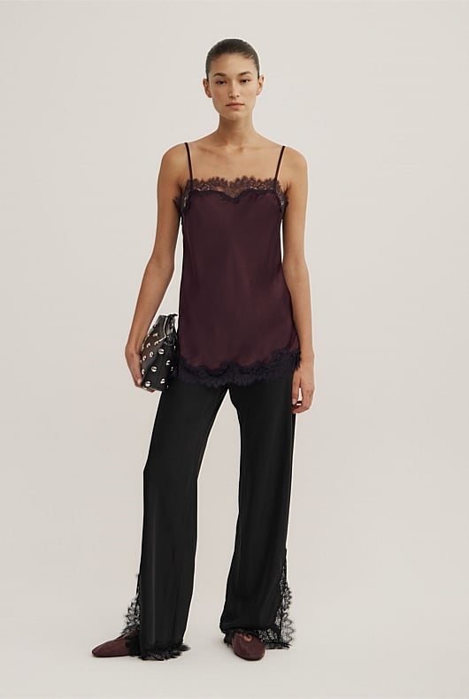 Lace Trim Bias Pants