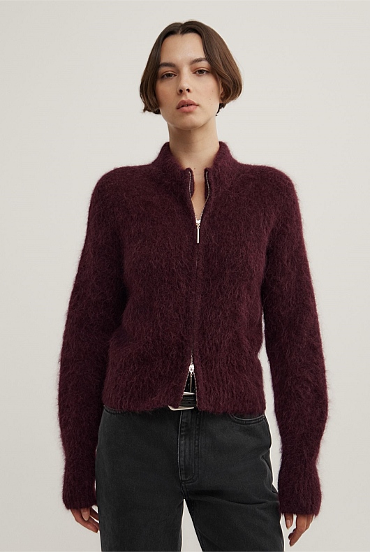 Fluffy Funnel Bomber Jacket