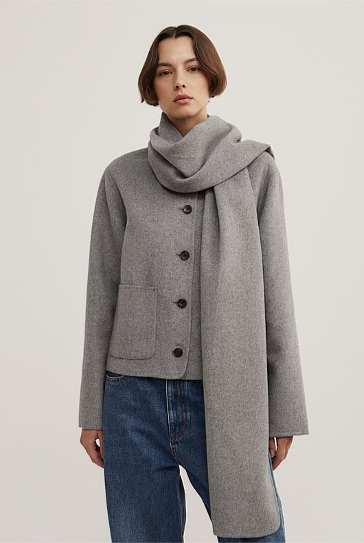 Crop Scarf Coat
