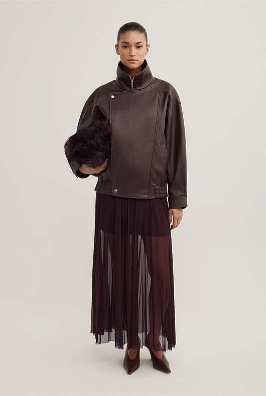 Pleated Mesh Skirt