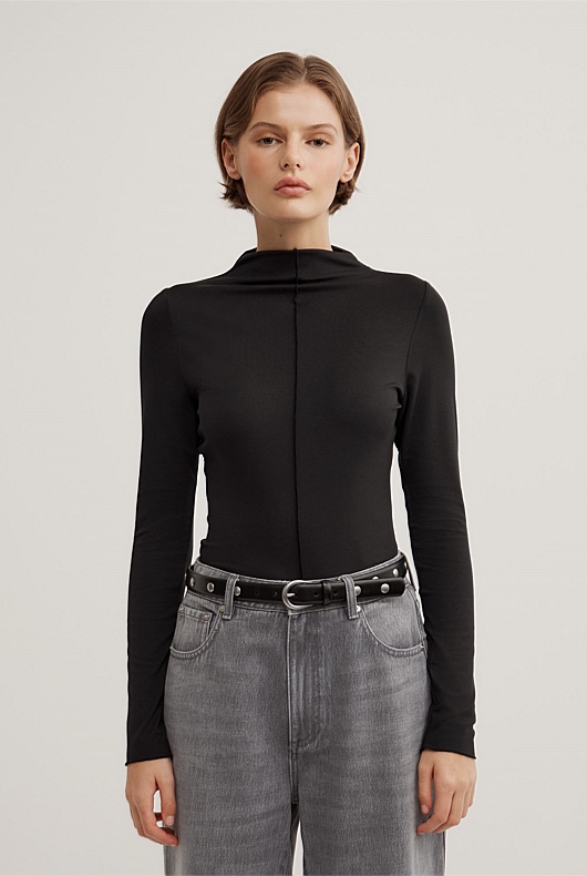 Mock Neck Jersey Top