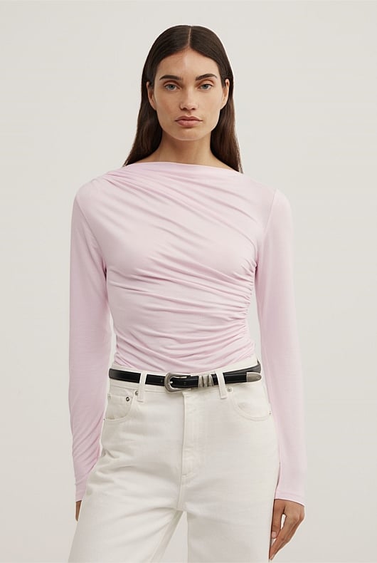 Draped Jersey Long Sleeve Top