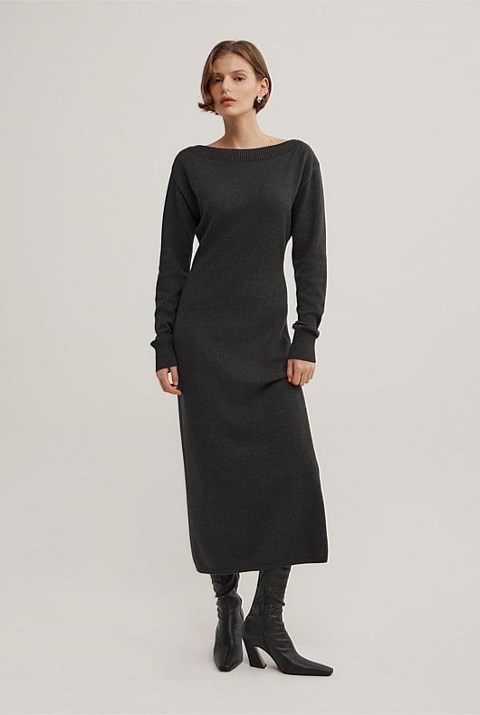 Boat Neck Knit Dress