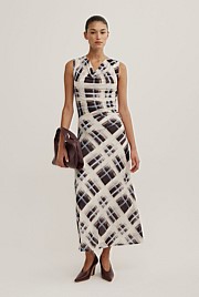 Ruched Cowl Mesh Dress