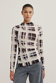 Asymmetric Mesh Long Sleeve Top