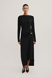 Long Sleeve Trim Detail Rib Dress
