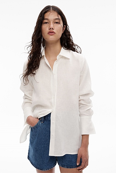 Fresh White Linen Split Detail Shirt - Women's Linen Shirts | Witchery