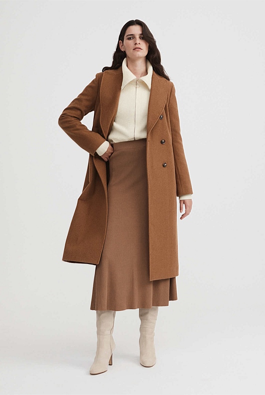 Camel Rib Knit Flare Skirt Women's A Line Skirts Witchery