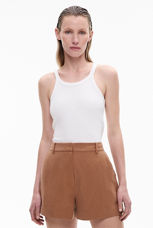 Fresh White Fine Bind Tank Women's Sleeveless Tops Witchery