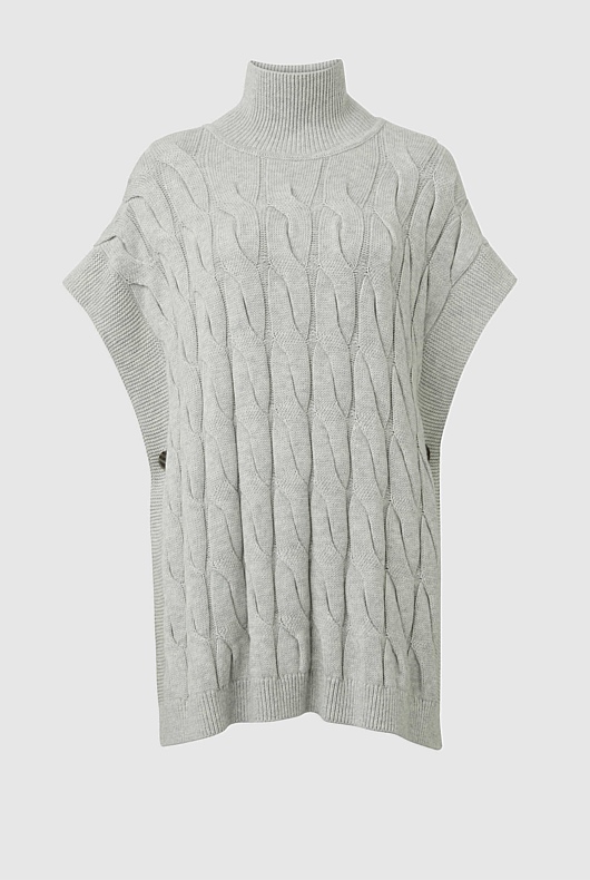 Light Grey Marle Cable Knit Tabard - Women's Scarves & Wraps | Witchery