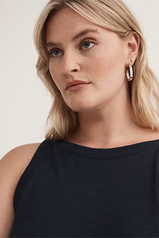 Regatta Blue Linen Bind Detail Tank Women's Essential Tops Witchery