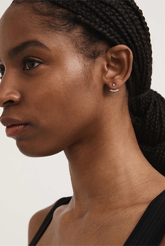 Sterling Silver Bar Ear Jacket Stud Earrings – Silver Scene