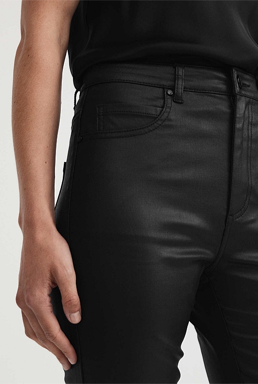 Black 7/8 Coated Straight Jean Women's Straight Jeans Witchery