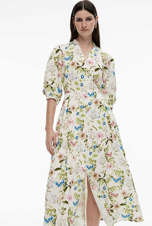 Porcelain Botanical Floral Dress - Women's Christmas Party Dresses ...