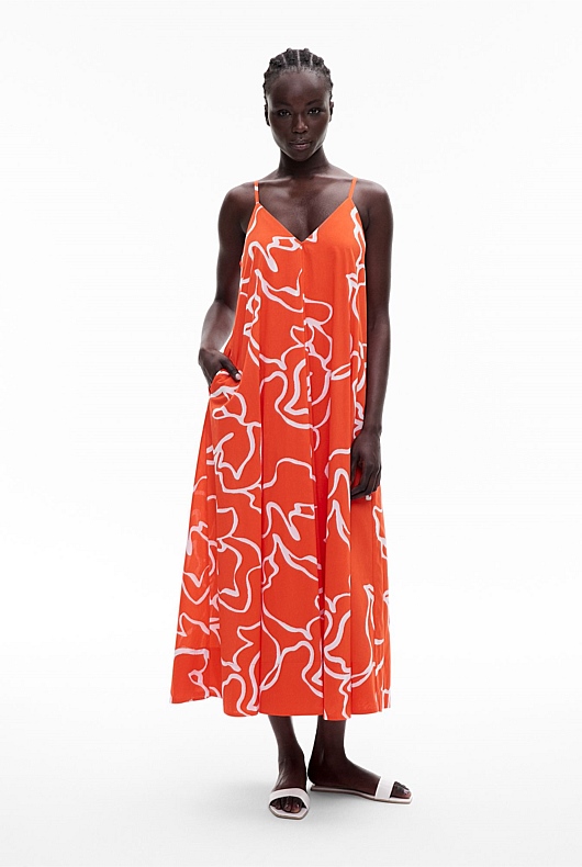 Tangerine Print Invert Pleat Maxi Dress - Women's Christmas Party ...
