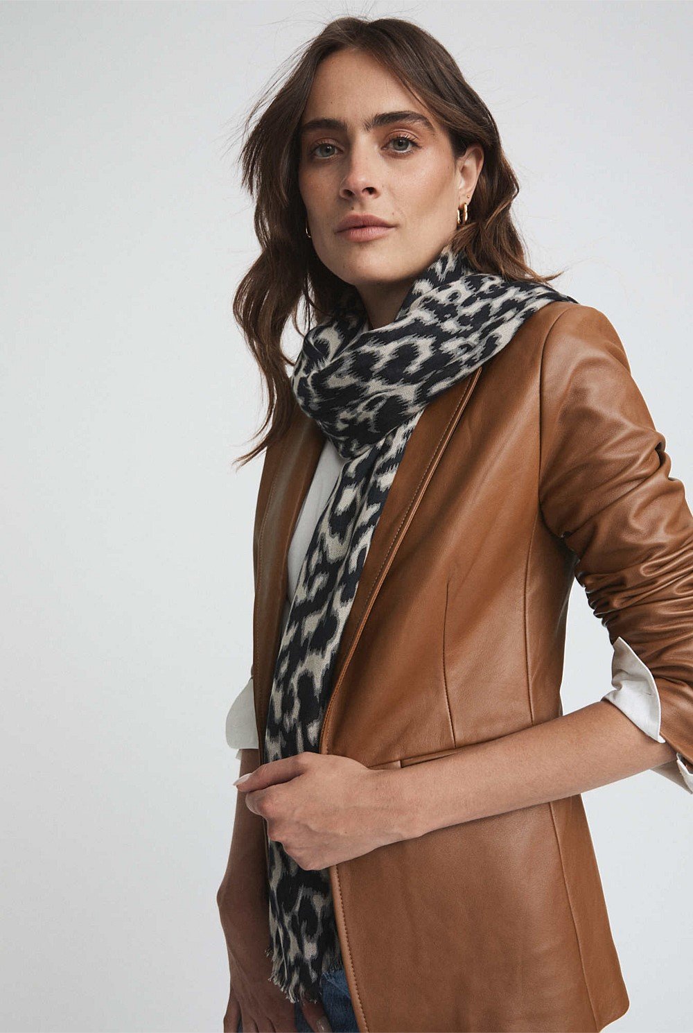 Wool Blend Ocelot Scarf