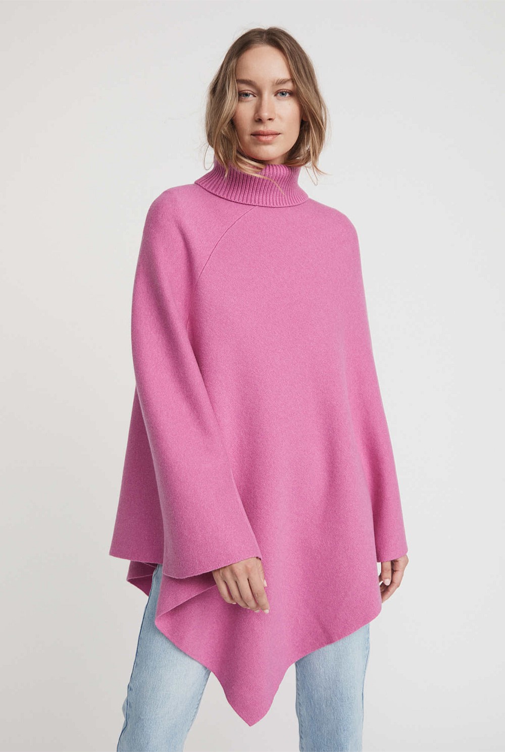 Asymmetrical Knit Poncho