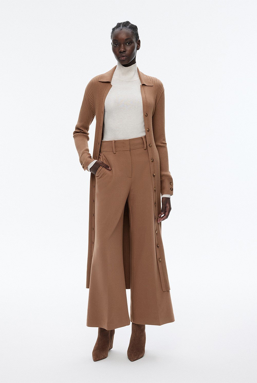 Button Through Rib Longline Cardigan