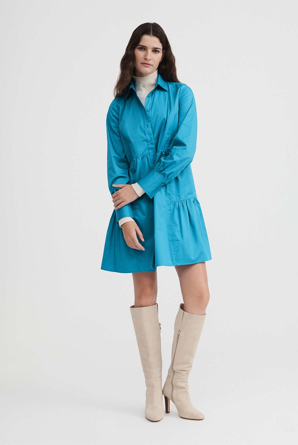 Cotton Mini Shirt Dress