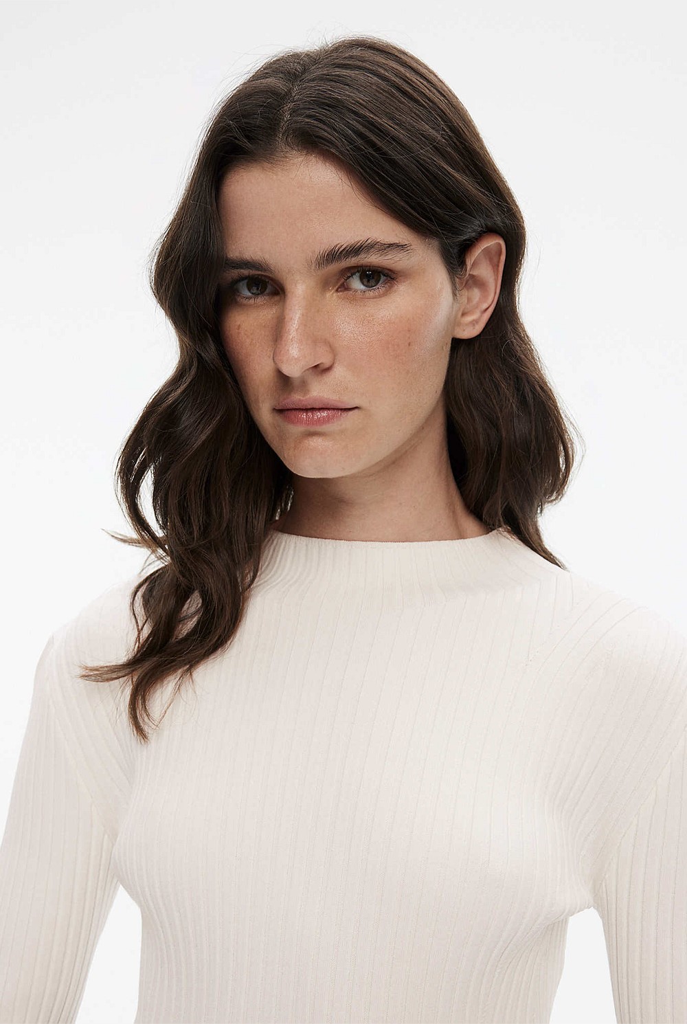 Mock Neck Crepe Knit