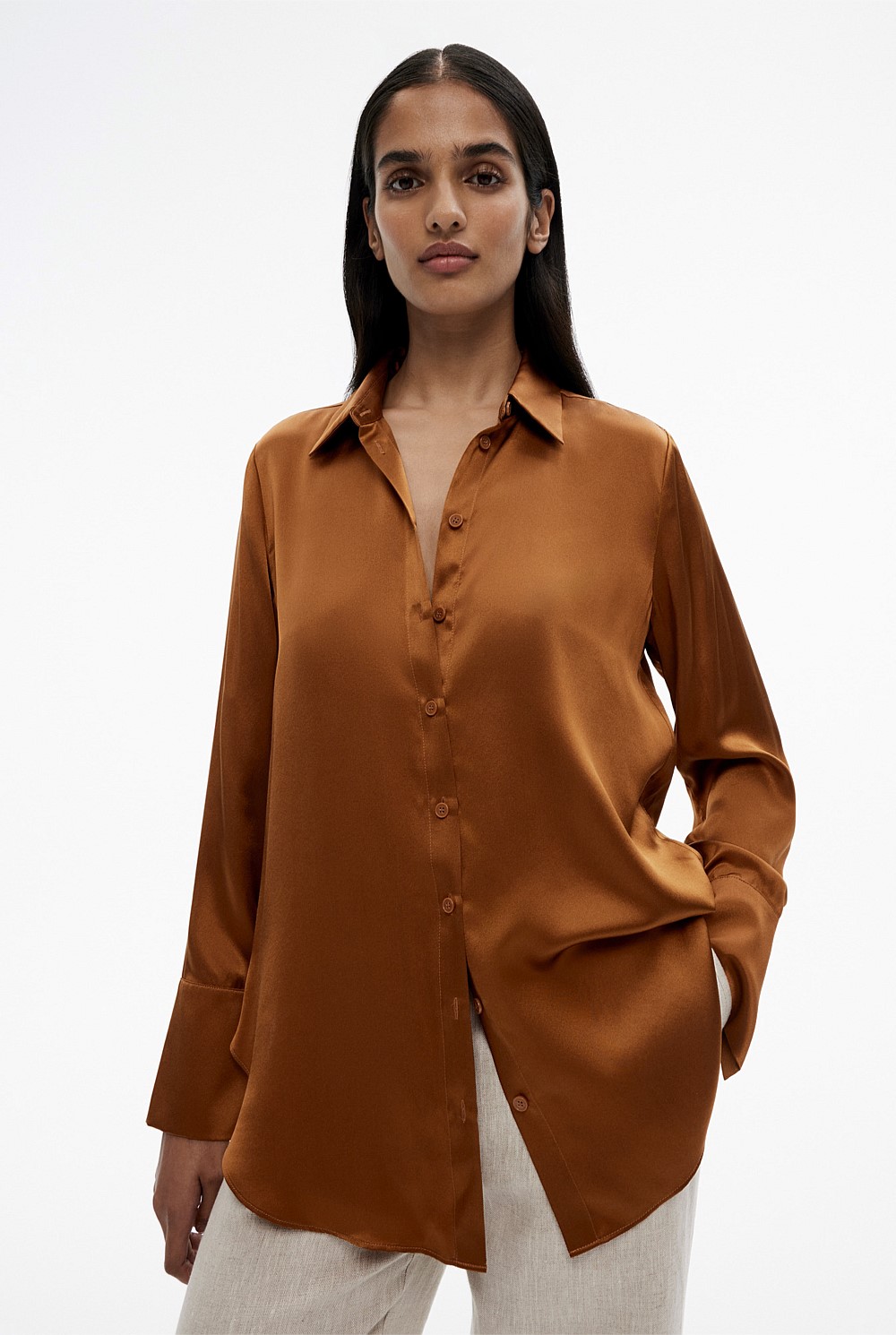 Silk Satin Relaxed Shirt