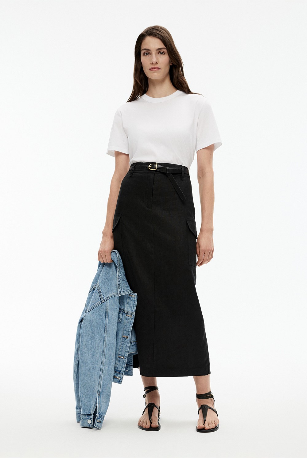 Linen Maxi Utility Skirt