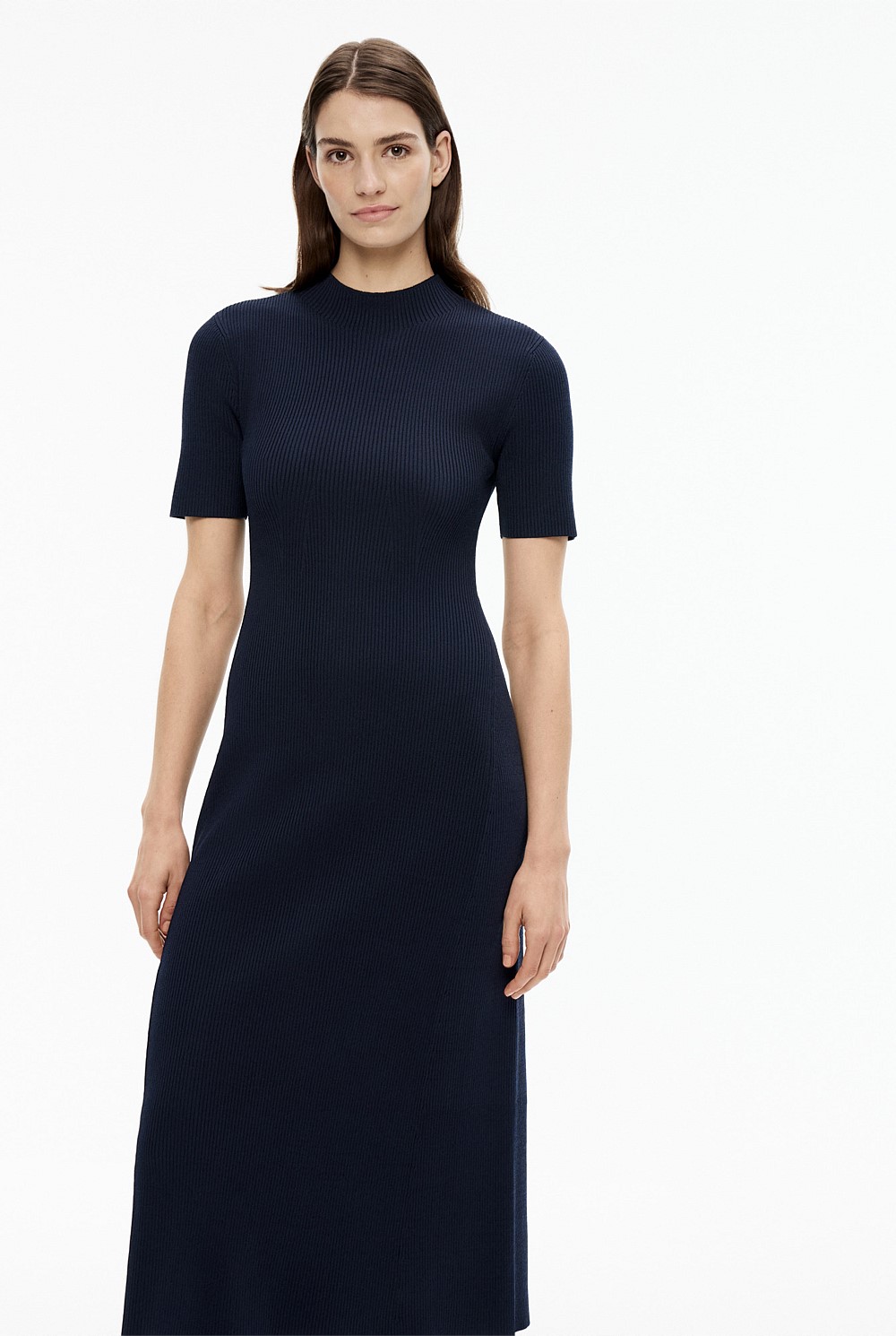 Rib Mock Neck Knit Dress