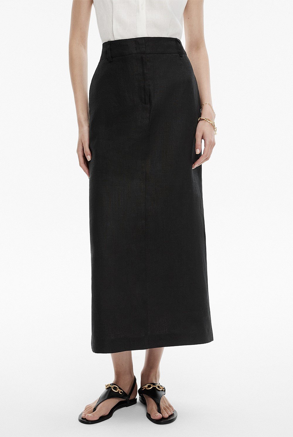 Linen Tailored Maxi Skirt