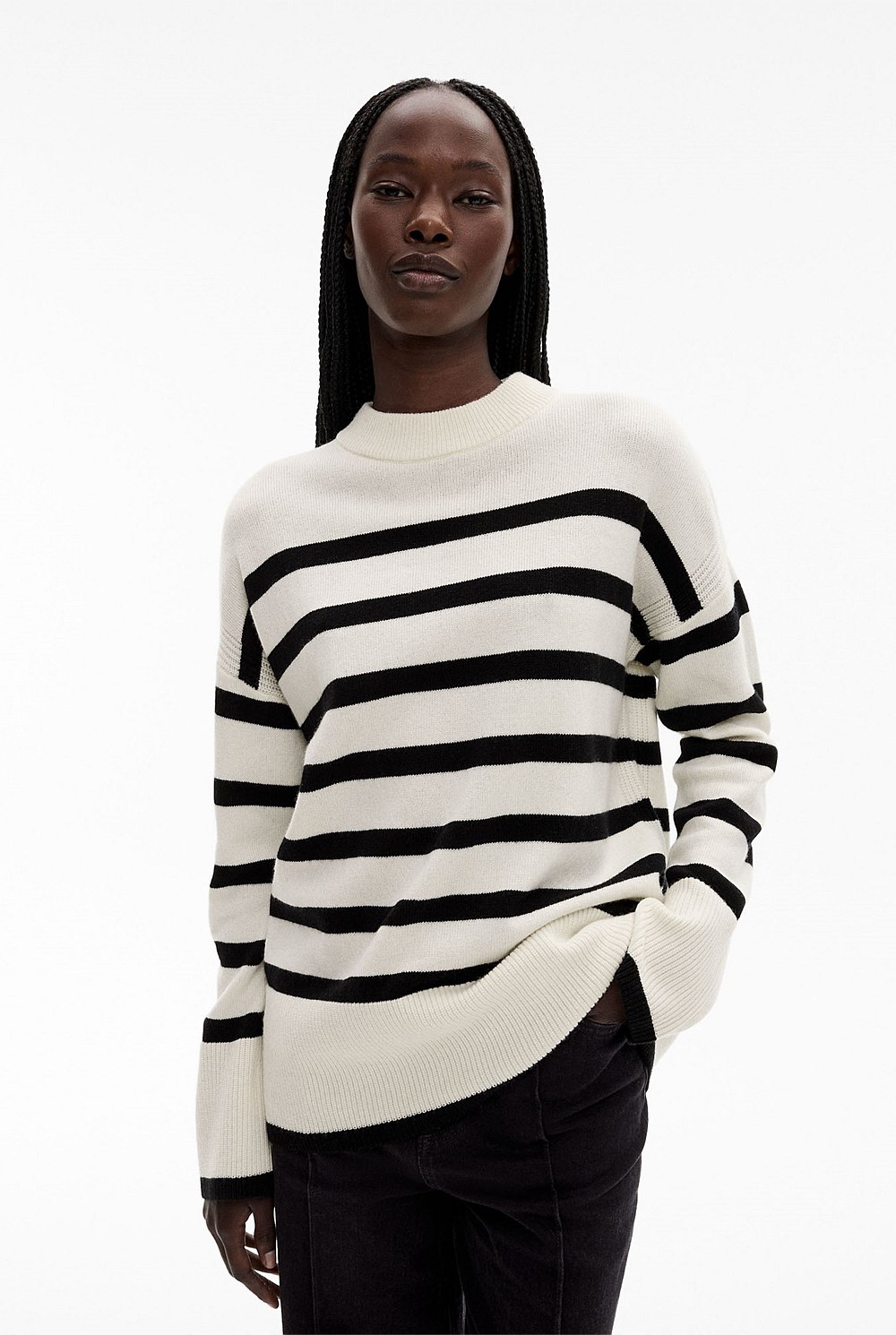 Stripe Wool Crew Knit