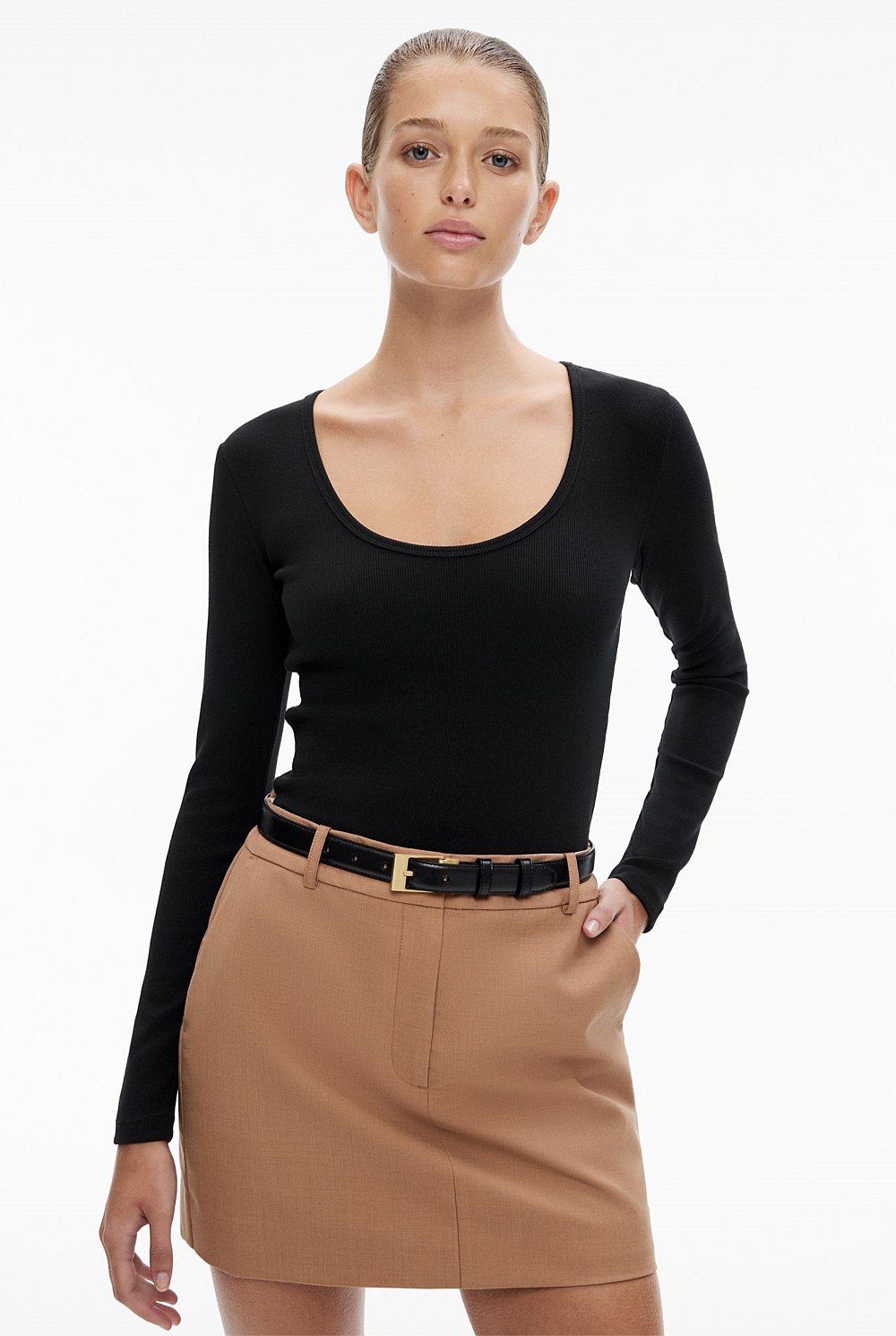 Scoop Rib Long Sleeve Top