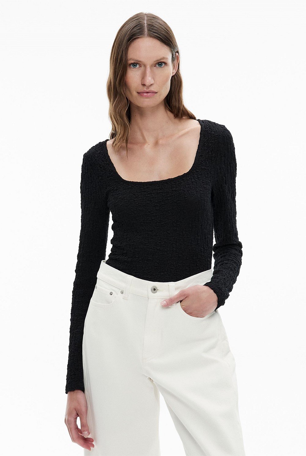 Textured Long Sleeve Top