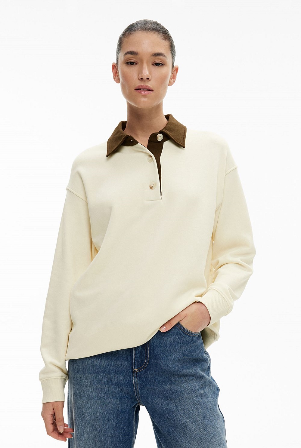 Jersey Longline Polo Top