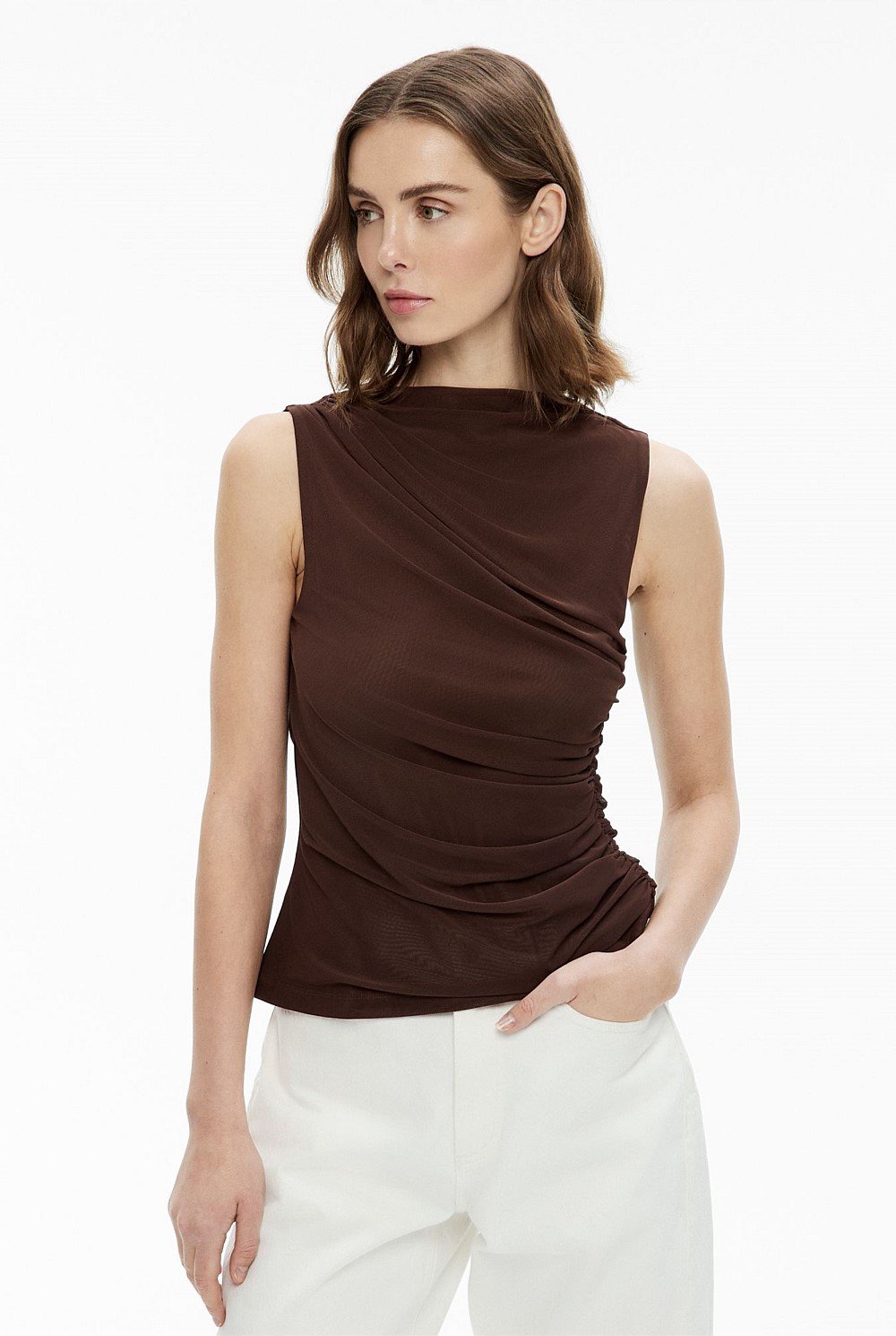 Mesh Drape Tank Top