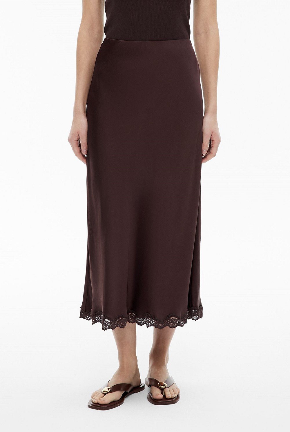 Lace Trim Maxi Skirt