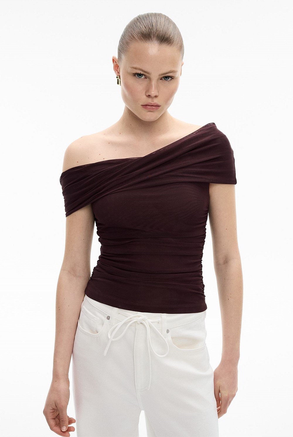 Off Shoulder Mesh Top