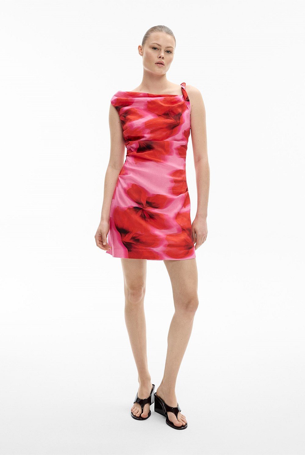 Twist Asymmetric Mini Dress