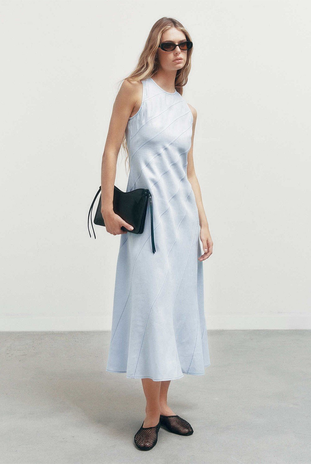 Asymmetric Seam Linen Dress