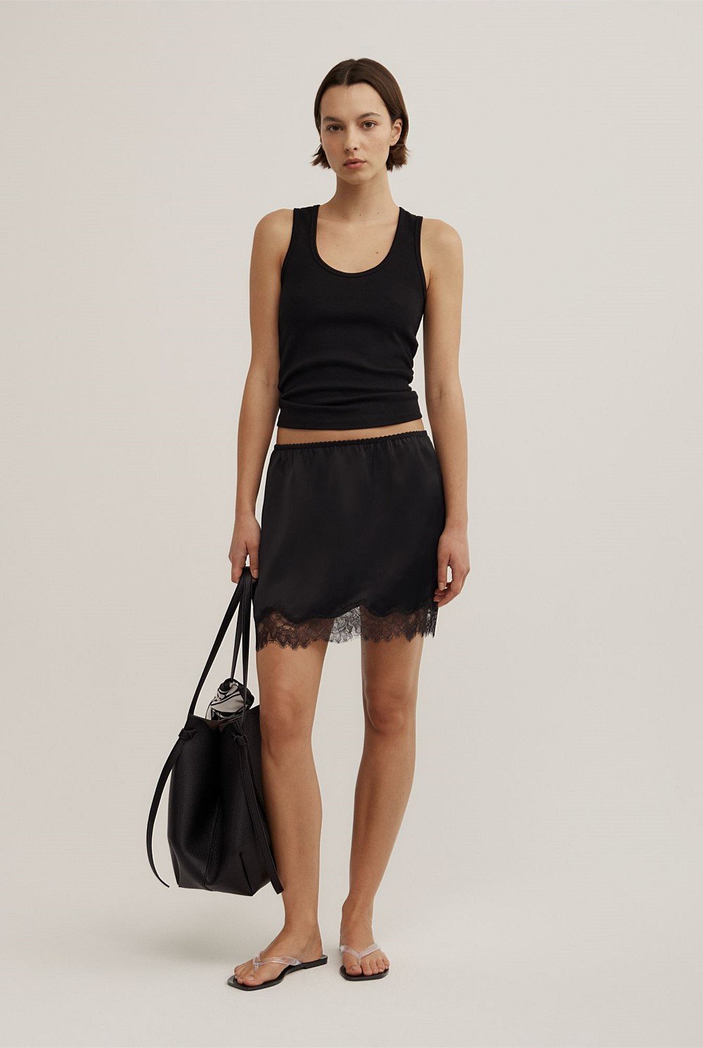 Lace Trim Mini Skirt