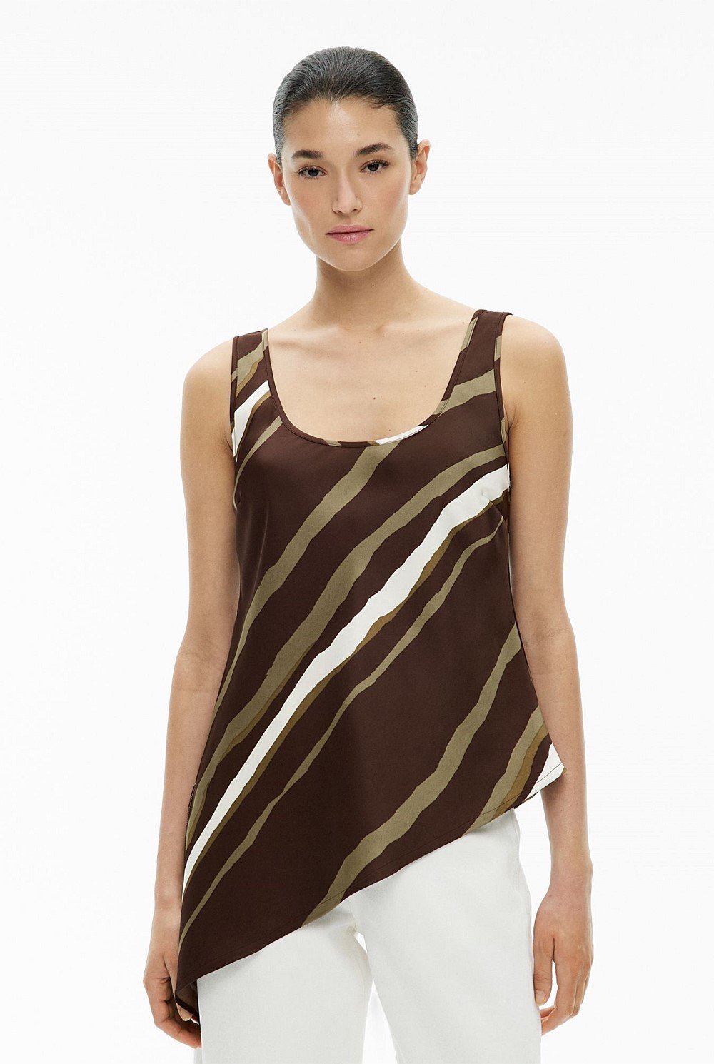 Asymmetric Scoop Neck Tank