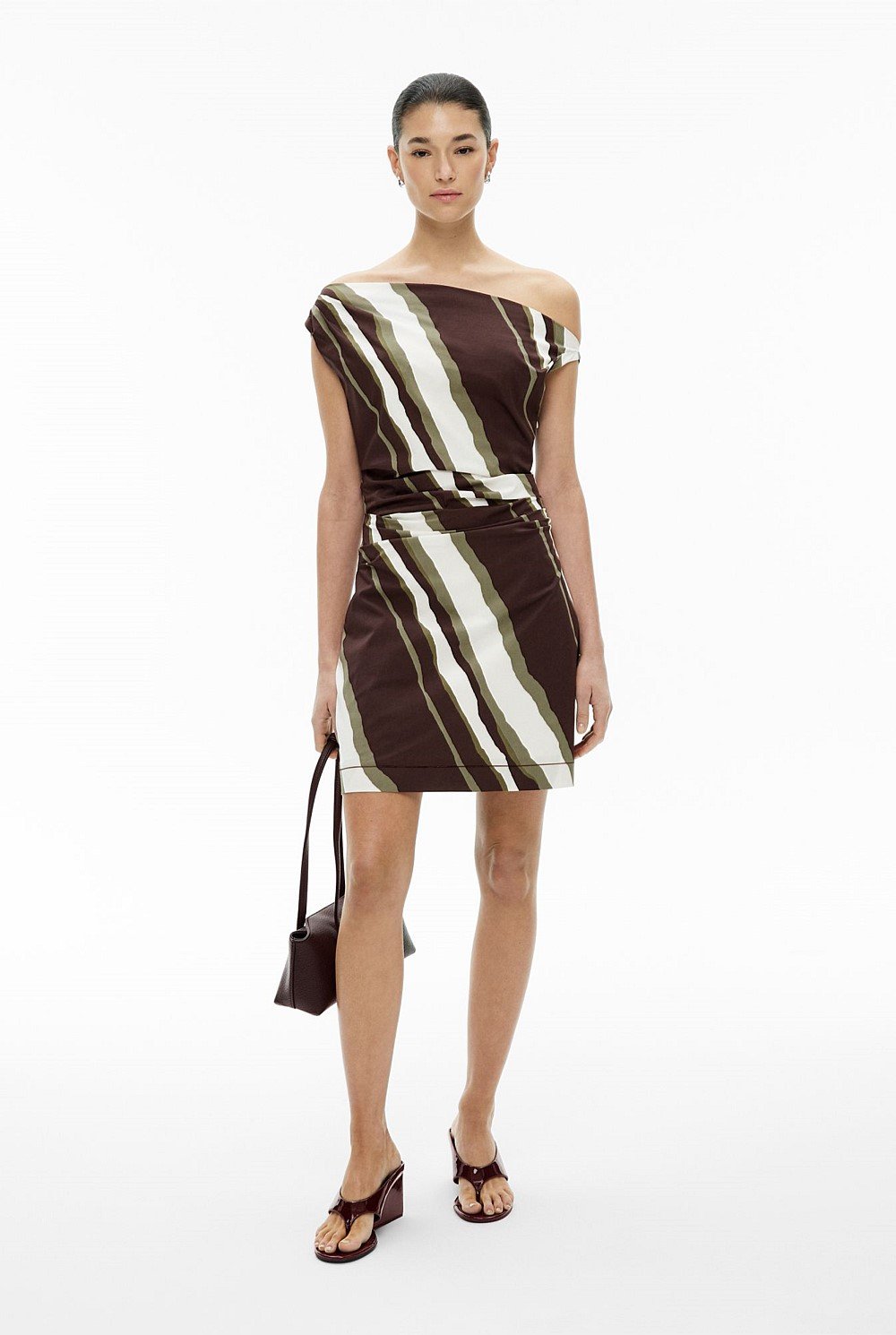 Asymmetric Shoulder Mini Dress