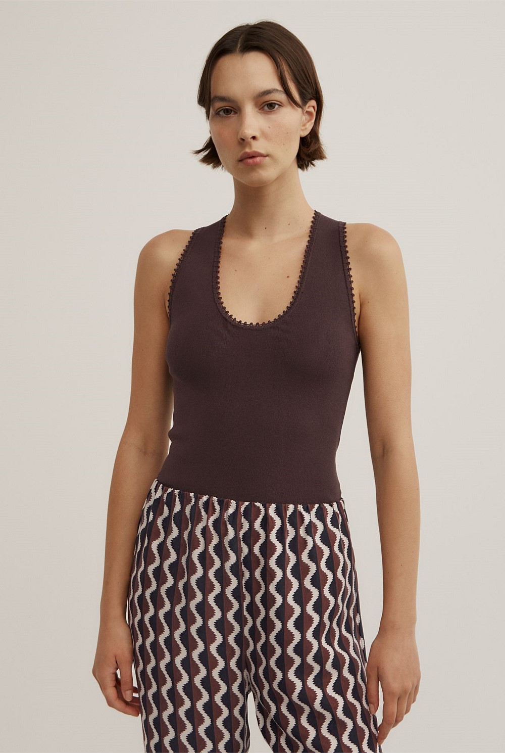 Crochet Detail Knit Tank Top