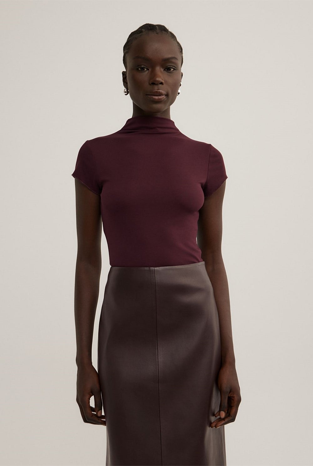 High Neck Cap Sleeve T-Shirt