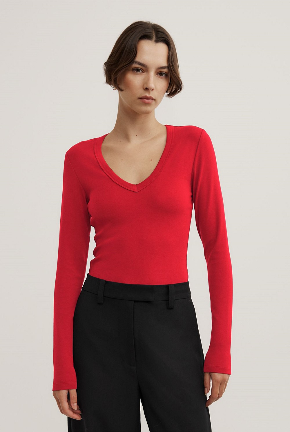 V-Neck Long Sleeve Top