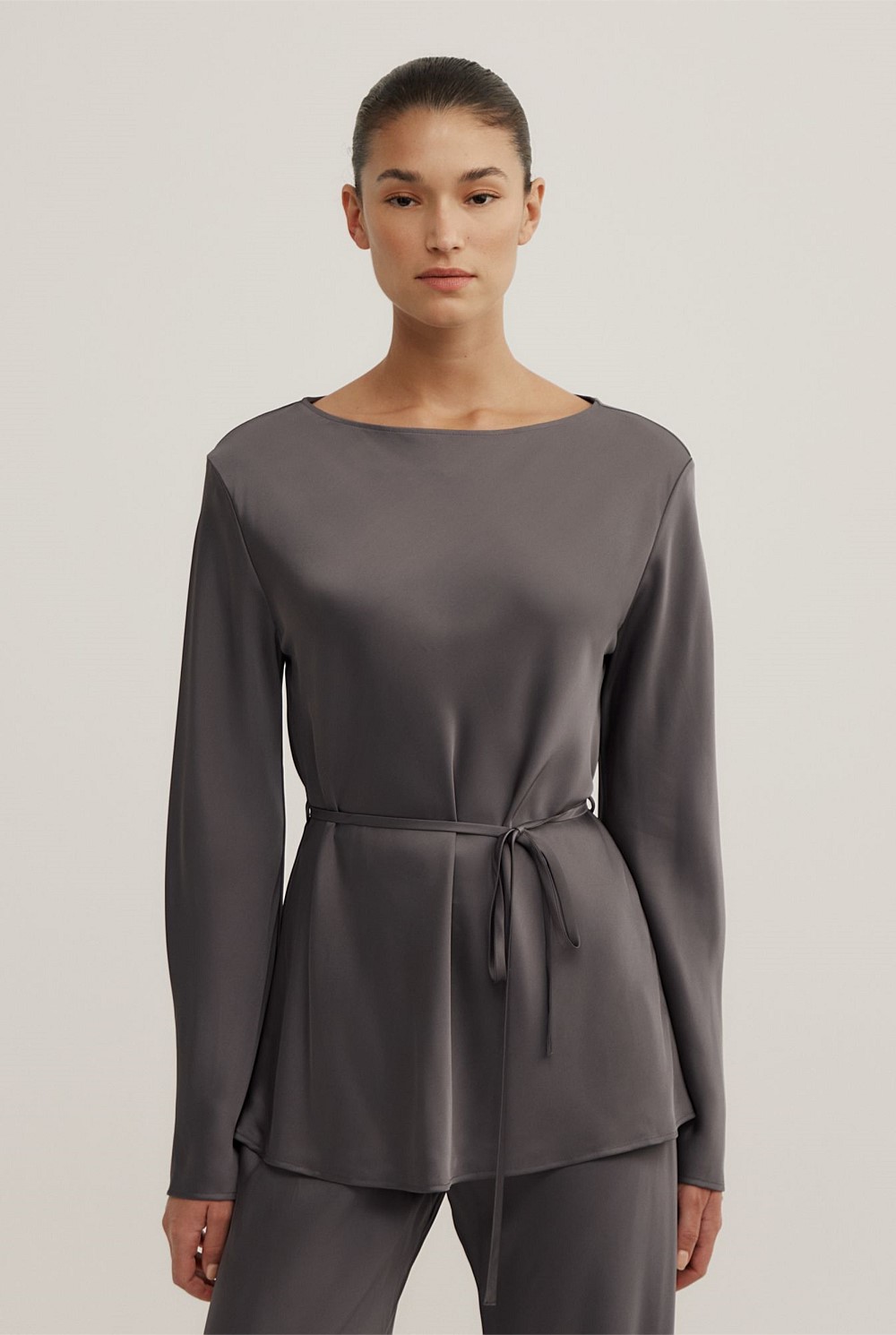 Satin Boat Neck Top